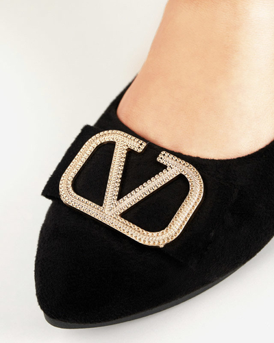 Ballerines noires pour femmes avec ornement sur le bout Cavo - Footwear