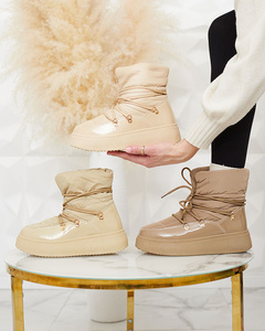 Royalfashion Bottes de neige à enfiler pour femme en beige Dabenda