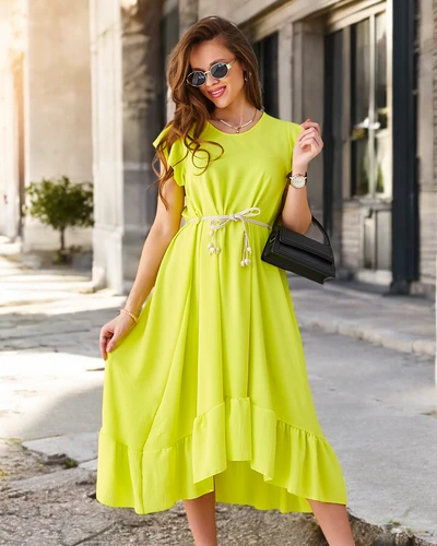 Robe midi pour femmes Royalfashion avec volants et manches courtes