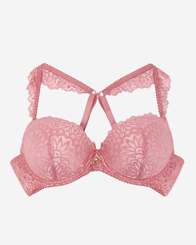 Soutien-gorge femme avec dentelle de couleur rose foncé - Sous-vêtements