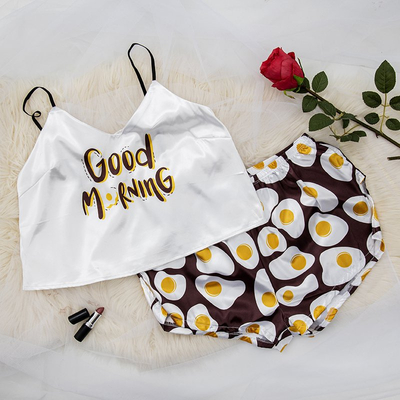 Pyjama femme marron foncé avec imprimé - Vêtements