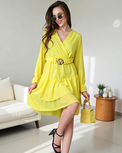 Robe mini Royalfashion pour femmes avec volants et décolleté enwrap