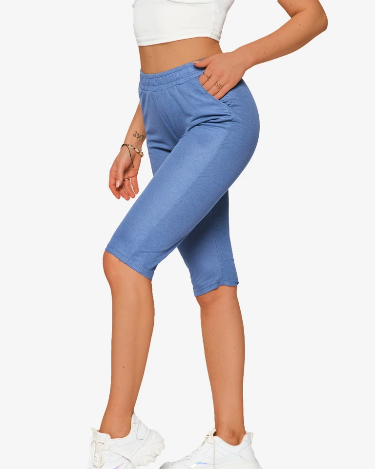 Short 3/4 en tissu pour femme en bleu PLUS SIZE- Clothing