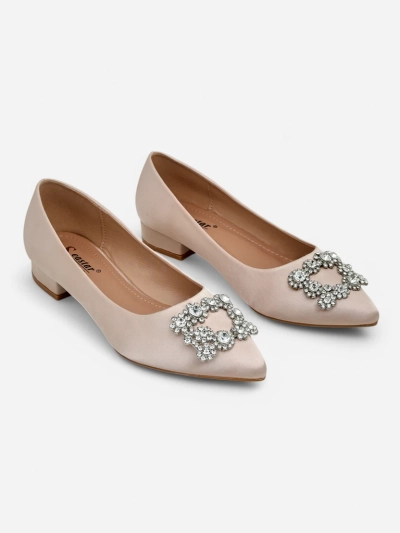 Royalfashion Ballerines pour femmes a'la satin avec une boucle décorative Legant