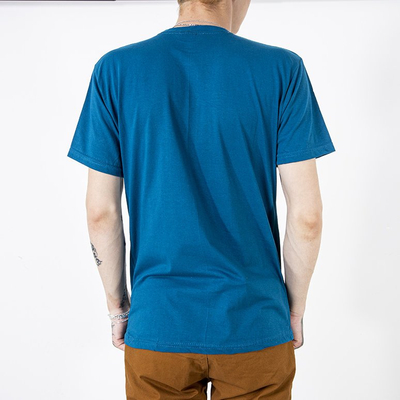 T-shirt homme en coton turquoise à imprimé coloré - Vêtements