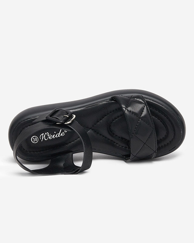 OUTLET Sandales compensées matelassées en cuir écologique noir Baloui - Footwear