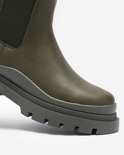 OUTLET Bottes à talon plat vert foncé pour femmes Okidas - Footwear