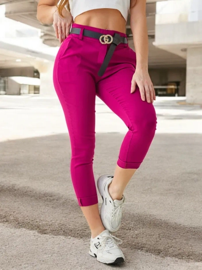 Royalfashion Pantalons skinny en viscose pour femmes avec une ceinture