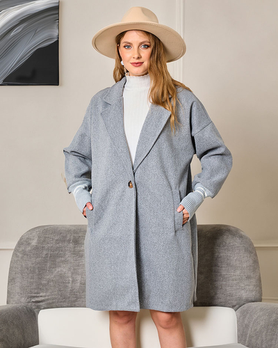 Royalfashion Veste manteau longueur genou pour femme en gris
