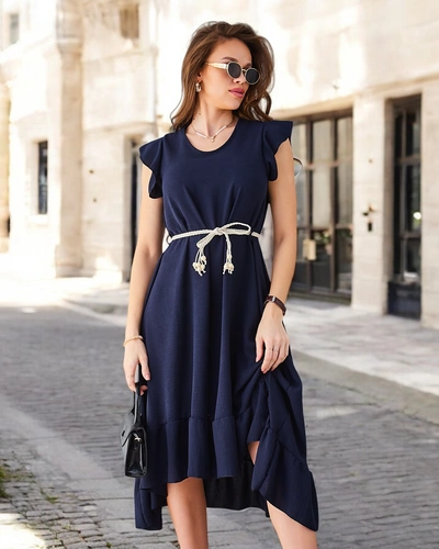 Robe midi pour femmes Royalfashion avec volants et manches courtes