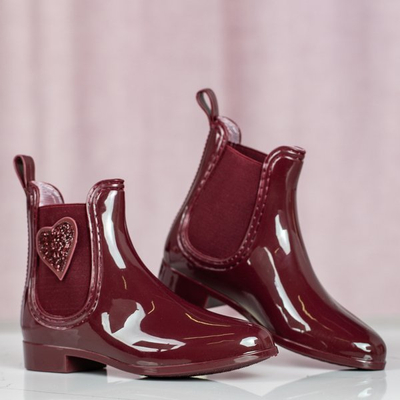 Bottes en caoutchouc vernies bordeaux avec l'ornement Rain - Chaussures 1