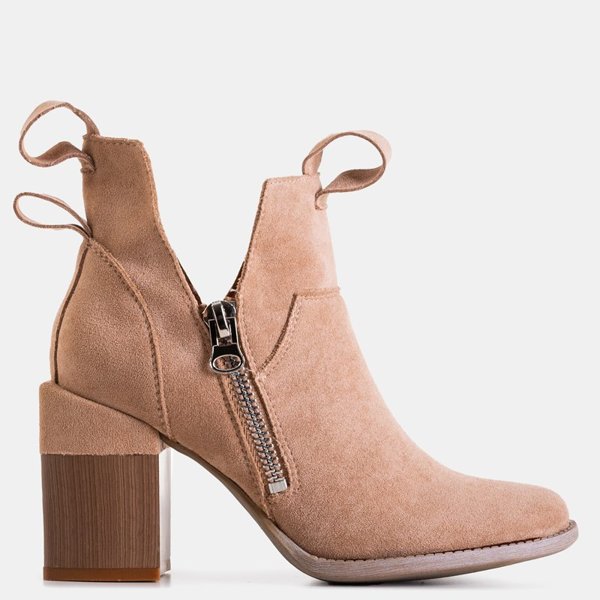 Bottes femme marron clair sur tige carrée Darera - Chaussures