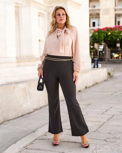 Royalfashion Pantalon teggings femme avec jambes plus larges