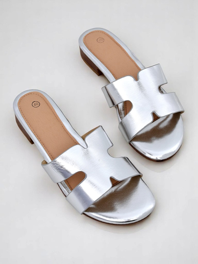 Royalfashion Sandales plates pour femmes SilverEase
