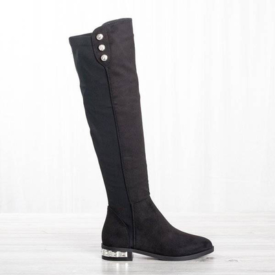 Bottes noires à talons plats Elly - Footwear