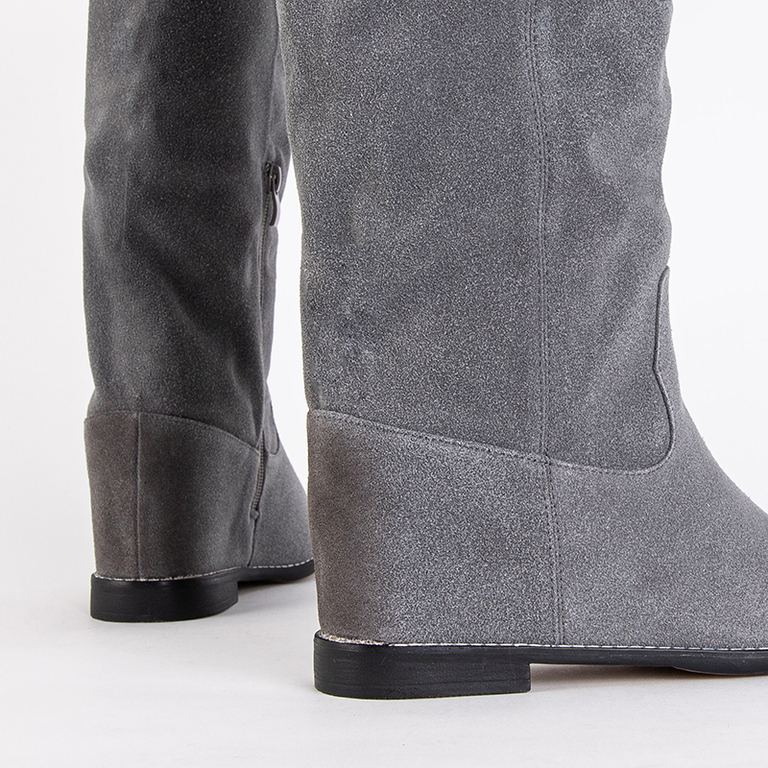 Bottines grises pour femme à talon compensé Hiloumi - Chaussures