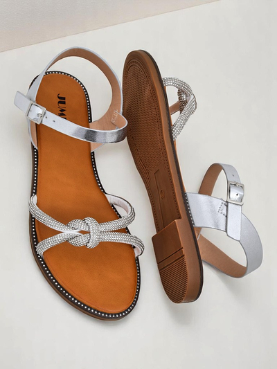 Royalfashion Sandales pour femmes avec strass décoratifs Bella Shine