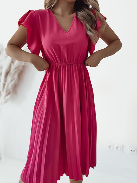 Royalfashion Robe midi plissée pour femme