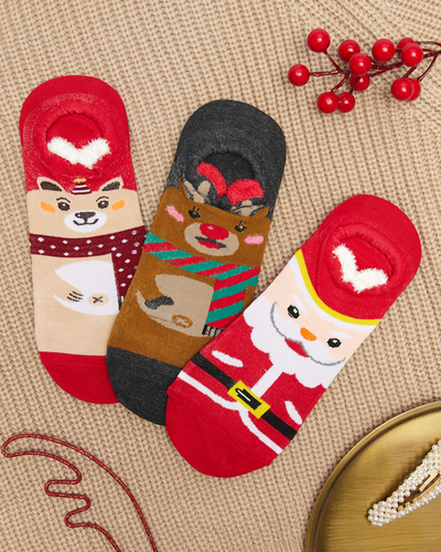 Pieds colorés pour femmes avec imprimé de Noël 3/pack - Sous-vêtements