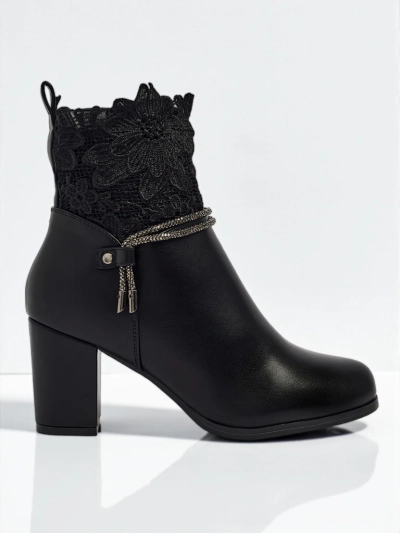 Bottines Luna Noires Élégantes avec Dentelle