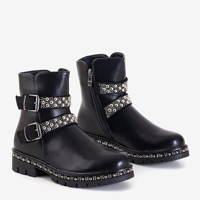 Bottes noires pour femmes à rayures décoratives Hutimo - Footwear
