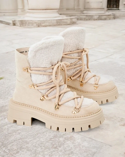 Royalfashion Bottes de neige Lozin à lacets pour femme
