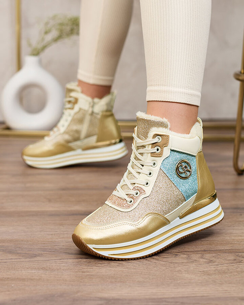 Royalfashion Chaussures de sport dorées avec paillettes Kawellas