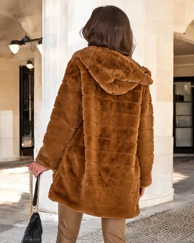 Royalfashion Manteau de fourrure pour femme