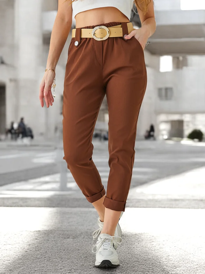 Pantalon en viscose Royalfashion pour femmes avec une ceinture