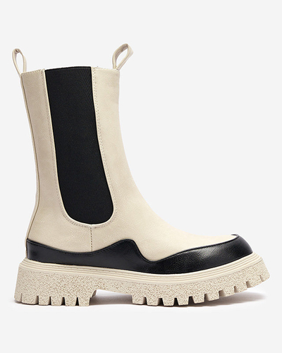 OUTLET Bottes montantes beige et noir pour femme Dorila - Footwear