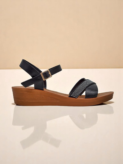 Sandales compensées pour femme Royalfashion avec strass Allona