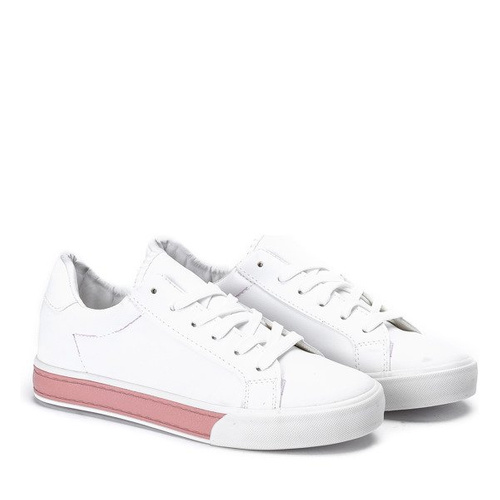 Chaussures de sport blanches - roses en cuir écologique Elia - Chaussures 1