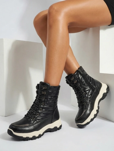 Bottines pour Femmes Athena Noires Synthétiques Confortables pour l'Hiver
