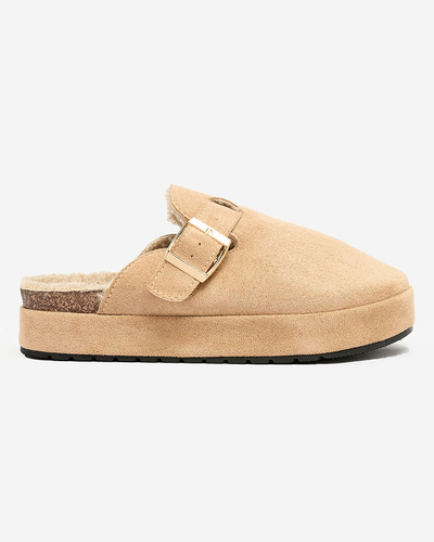 Royalfashion Pantoufles pour femmes avec peau de mouton et boucle Kajis