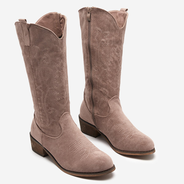Bottes mi-mollet isolées pour femme avec broderie kaki Redarika - Footwear