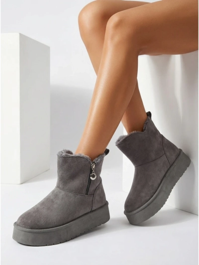 Bottines pour Femmes Luna Grises en Similicuir Élégantes pour l'Hiver