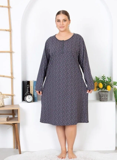 Royalfashion Chemise de nuit en coton avec fleurs GRANDE TAILLE