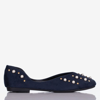 Ballerines femme bleu foncé avec perles Emanossa - Chaussures 1