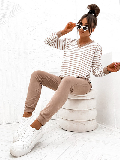 Royalfashion Ensemble coton rayé pour femme