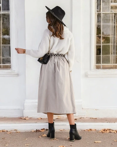 Jupe midi pour femmes Royalfashion a' la corduroy