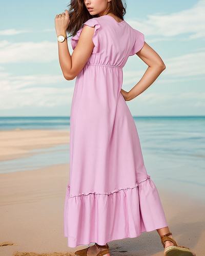 Royalfashion Robe longue pour femme avec dentelle