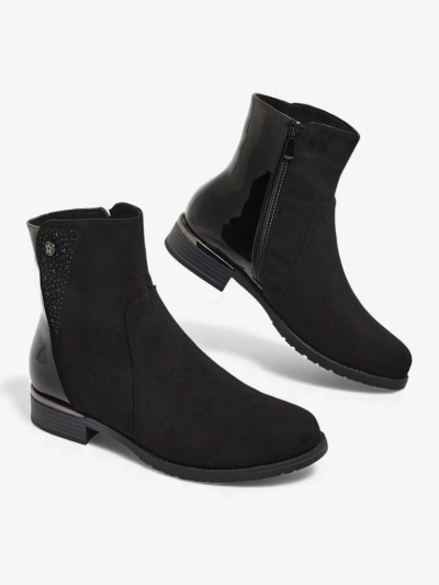 Bottines en éco-daim avec empiècements vernis Kelmo
