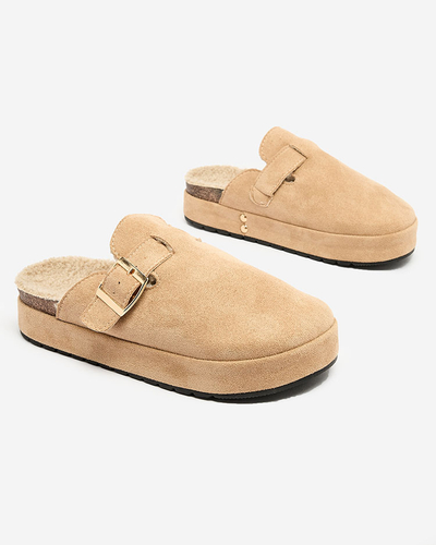 Royalfashion Pantoufles pour femmes avec peau de mouton et boucle Kajis