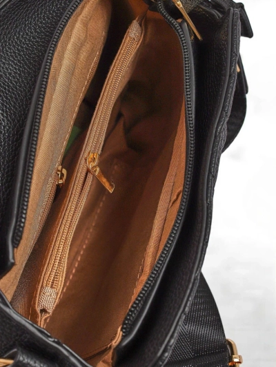 Sac pour femme noir Demetra en cuir écologique verni, élégant
