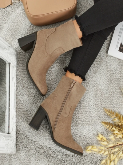 Bottines femme en éco-daim à talons épais Rune Fast