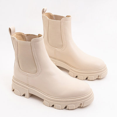 Bottines à talons plats femme crème Esta - Chaussures