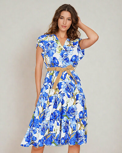 Royalfashion Robe midi fleurie pour femme