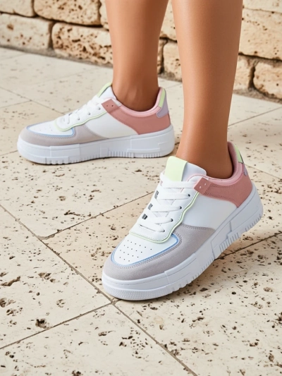 Sneakers pour femmes Hypatia Pastello gris clair cuir écologique printemps 4cm