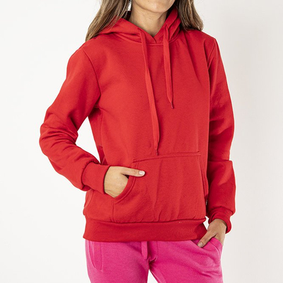 Sweat à capuche matelassé rouge pour femmes - Vêtements