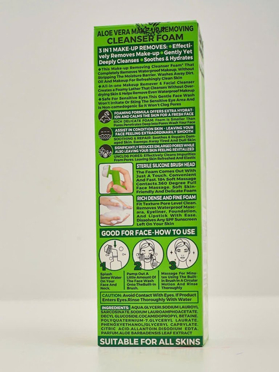 Mousse nettoyante et hydratante pour le visage à l’aloe vera avec brosse